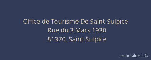 Office de Tourisme De Saint-Sulpice