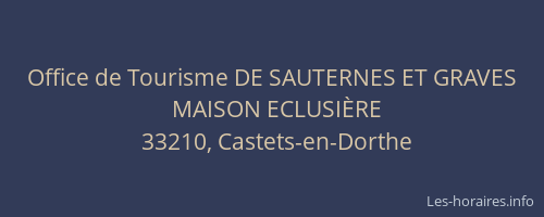 Office de Tourisme DE SAUTERNES ET GRAVES