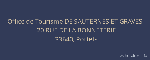 Office de Tourisme DE SAUTERNES ET GRAVES