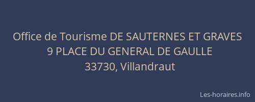 Office de Tourisme DE SAUTERNES ET GRAVES