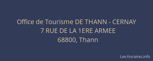 Office de Tourisme DE THANN - CERNAY
