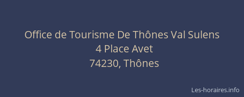 Office de Tourisme De Thônes Val Sulens