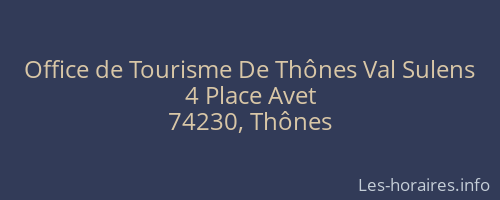 Office de Tourisme De Thônes Val Sulens