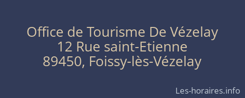 Office de Tourisme De V&eacute;zelay