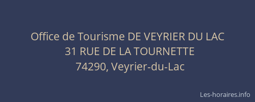 Office de Tourisme DE VEYRIER DU LAC