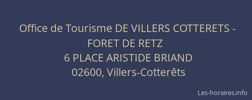 Office de Tourisme DE VILLERS COTTERETS - FORET DE RETZ