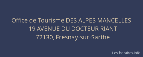 Office de Tourisme DES ALPES MANCELLES