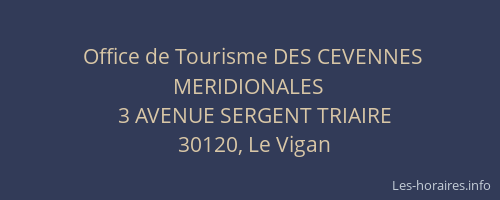 Office de Tourisme DES CEVENNES MERIDIONALES