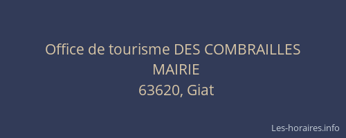Office de tourisme DES COMBRAILLES