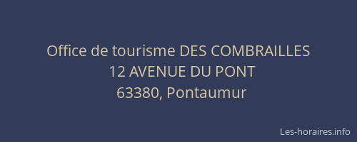 Office de tourisme DES COMBRAILLES