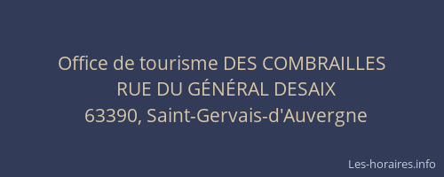 Office de tourisme DES COMBRAILLES