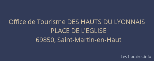 Office de Tourisme DES HAUTS DU LYONNAIS