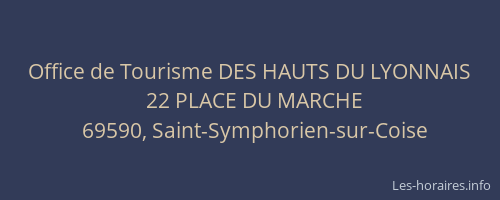 Office de Tourisme DES HAUTS DU LYONNAIS