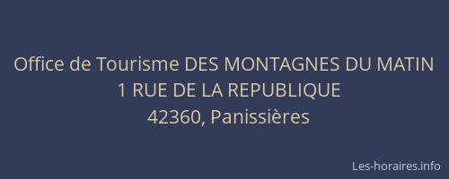 Office de Tourisme DES MONTAGNES DU MATIN