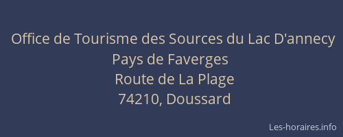 Office de Tourisme des Sources du Lac D'annecy Pays de Faverges