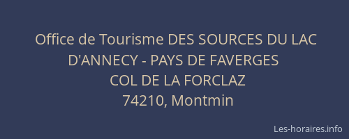 Office de Tourisme DES SOURCES DU LAC D'ANNECY - PAYS DE FAVERGES