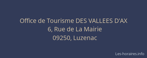 Office de Tourisme DES VALLEES D'AX