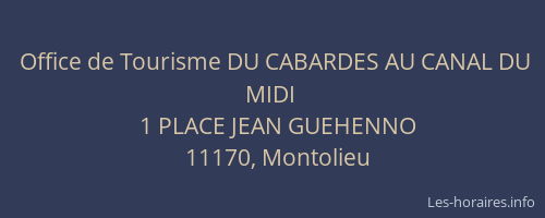 Office de Tourisme DU CABARDES AU CANAL DU MIDI
