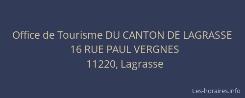 Office de Tourisme DU CANTON DE LAGRASSE