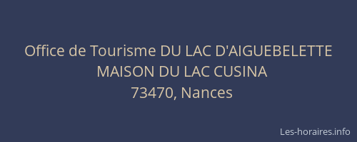 Office de Tourisme DU LAC D'AIGUEBELETTE