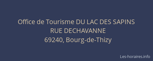 Office de Tourisme DU LAC DES SAPINS
