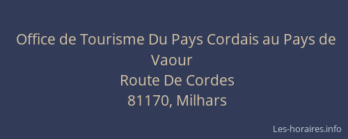 Office de Tourisme Du Pays Cordais au Pays de Vaour