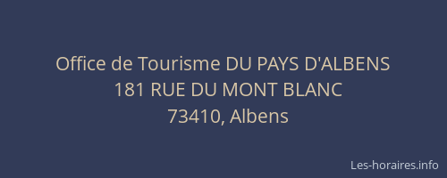Office de Tourisme DU PAYS D'ALBENS