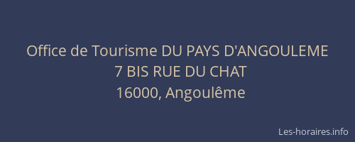 Office de Tourisme DU PAYS D'ANGOULEME