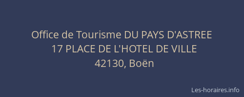 Office de Tourisme DU PAYS D'ASTREE