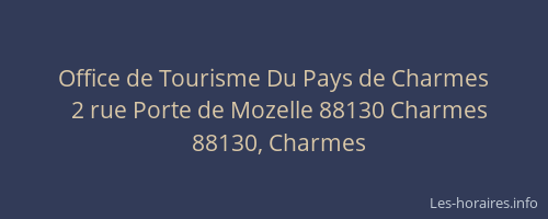 Office de Tourisme Du Pays de Charmes