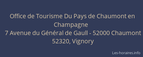 Office de Tourisme Du Pays de Chaumont en Champagne