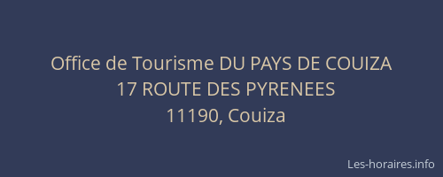 Office de Tourisme DU PAYS DE COUIZA