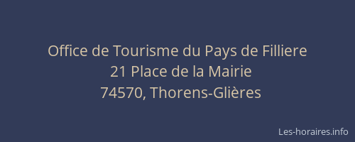 Office de Tourisme du Pays de Filliere