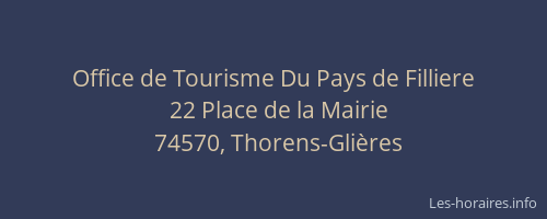 Office de Tourisme Du Pays de Filliere