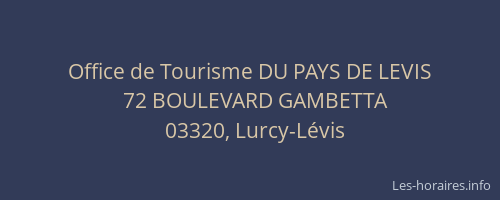 Office de Tourisme DU PAYS DE LEVIS