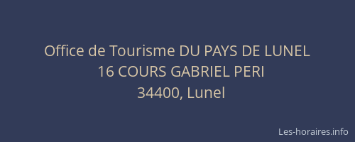 Office de Tourisme DU PAYS DE LUNEL