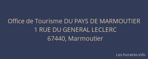 Office de Tourisme DU PAYS DE MARMOUTIER