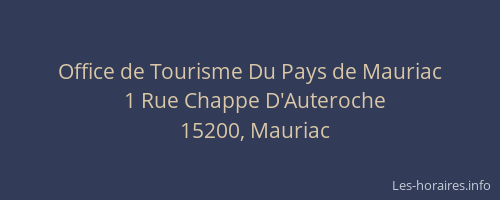 Office de Tourisme Du Pays de Mauriac