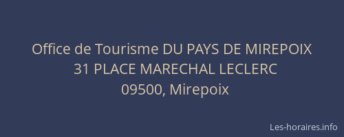 Office de Tourisme DU PAYS DE MIREPOIX