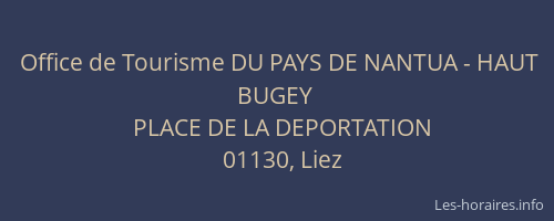 Office de Tourisme DU PAYS DE NANTUA - HAUT BUGEY
