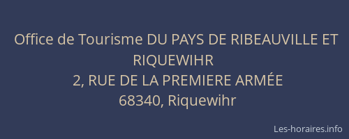 Office de Tourisme DU PAYS DE RIBEAUVILLE ET RIQUEWIHR