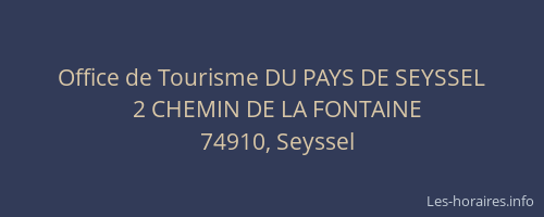 Office de Tourisme DU PAYS DE SEYSSEL