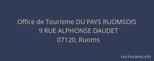 Office de Tourisme DU PAYS RUOMSOIS
