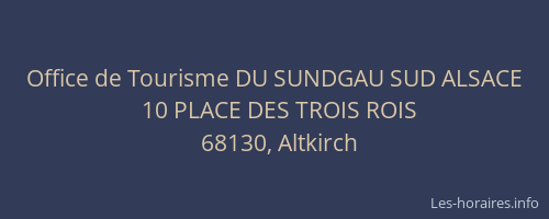 Office de Tourisme DU SUNDGAU SUD ALSACE