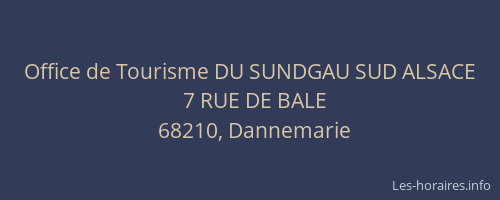 Office de Tourisme DU SUNDGAU SUD ALSACE
