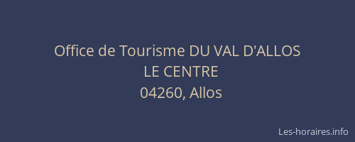 Office de Tourisme DU VAL D'ALLOS