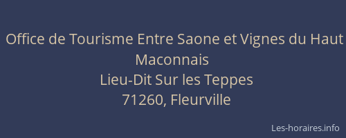 Office de Tourisme Entre Saone et Vignes du Haut Maconnais