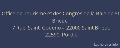 Office de Tourisme et des Congrès de la Baie de St Brieuc