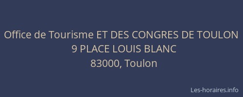 Office de Tourisme ET DES CONGRES DE TOULON