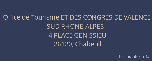 Office de Tourisme ET DES CONGRES DE VALENCE SUD RHONE-ALPES